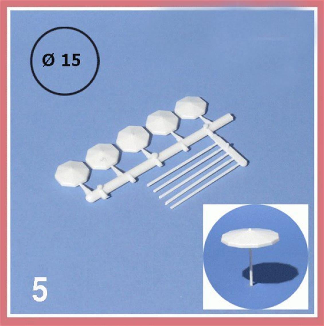 51012 1/333 ŞEMSİYE -BEYAZ -15 MM ÇAP-5 ADET