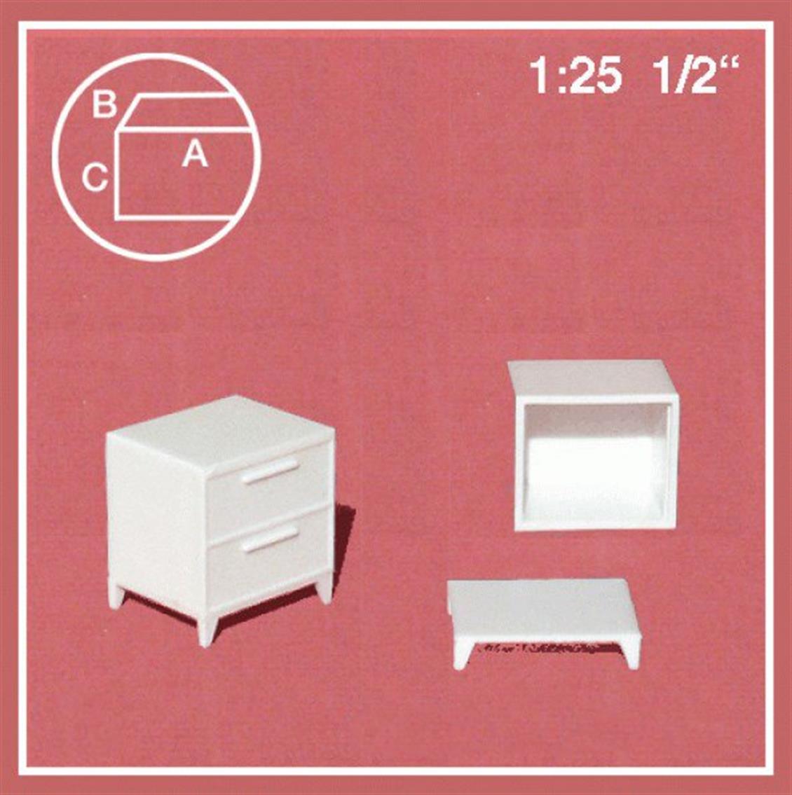 579018 1/25 ÇEKMECELİ KOMODİN -24 MM-BEYAZ