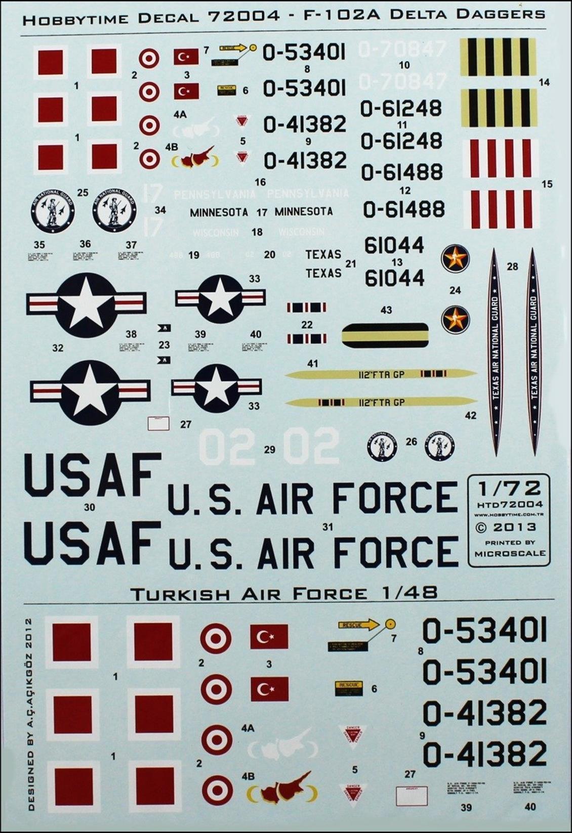 72004 1/72 F-102 A DECALS