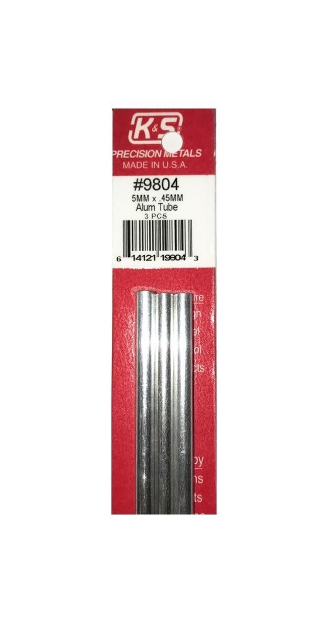 9804 ROUND ALUMINUM TUBES-5MM ODX.45MM WALLX300MM-
