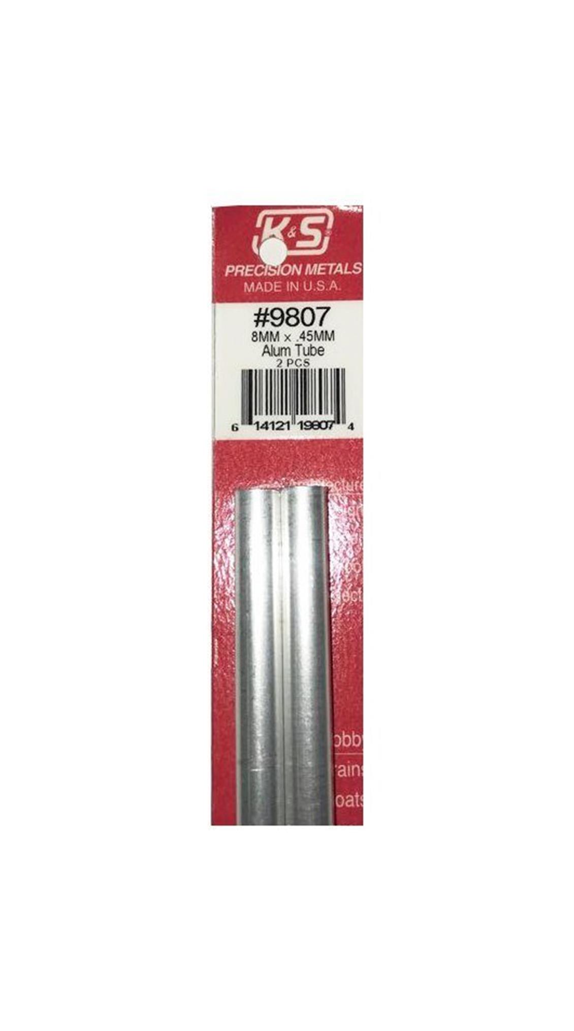 9807 ROUND ALUMINUM TUBES-8MM ODX.45MM WALLX300MM-