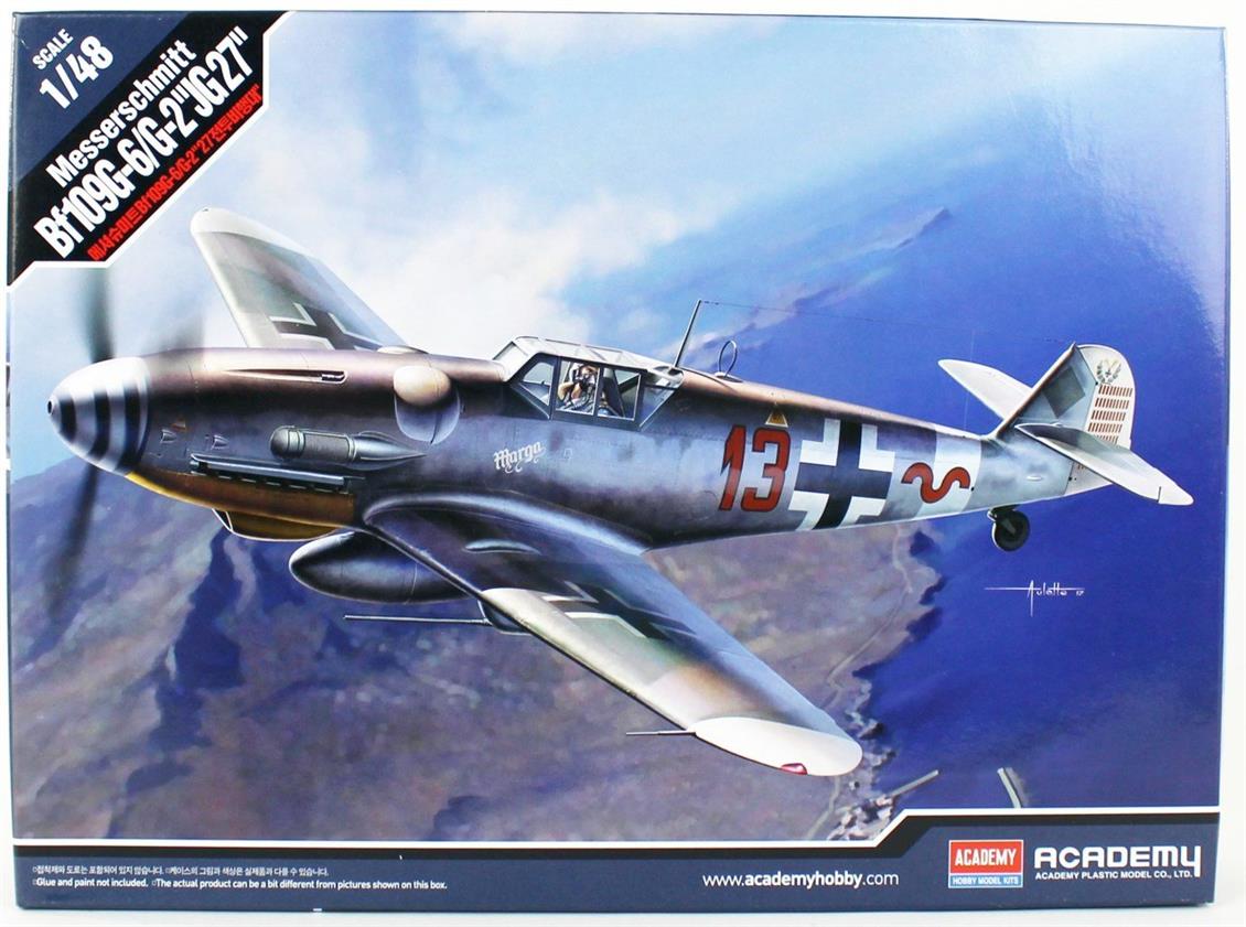 Academy 12321 1/48 Messerschmitt Bf109G-6/G-2 (JG 27) Savaş Uçağı Demonte Plastik Maketi