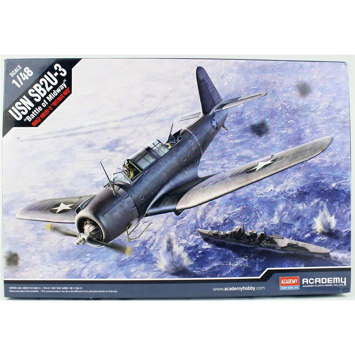 Academy 12324 1/48 Ölçek, USN SB2U-3(Battle of Midway) Savaş Uçağı, Plastik Model Kiti