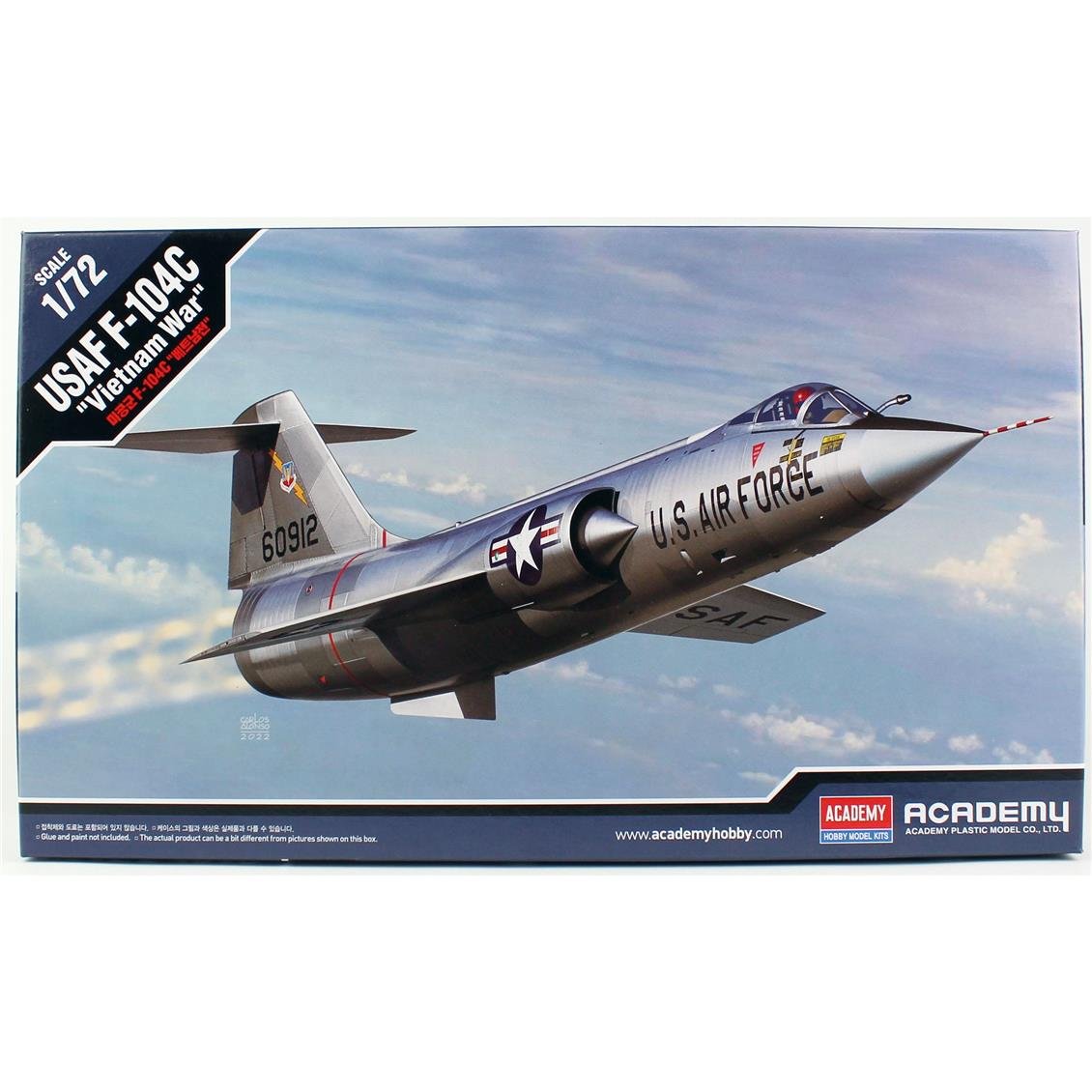 Academy 12576 1/72 Ölçek, USAF F-104C (Vietnam Savaşı) Savaş Uçağı, Plastik Model Kiti