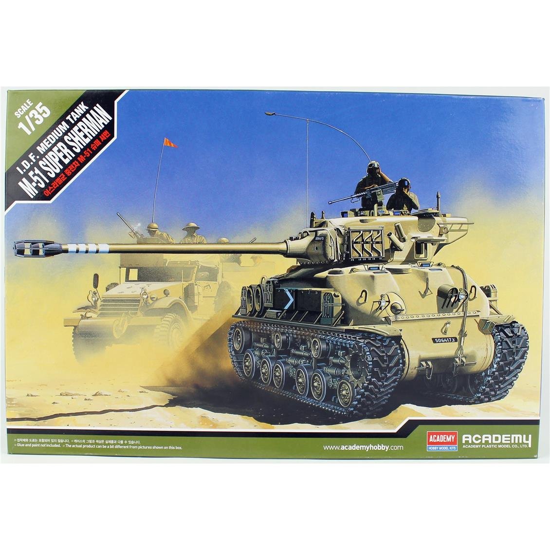 Academy 13254 1/35 Ölçek, I.D.F. M-51 Super Sherman Tankı, Plastik Model Kiti