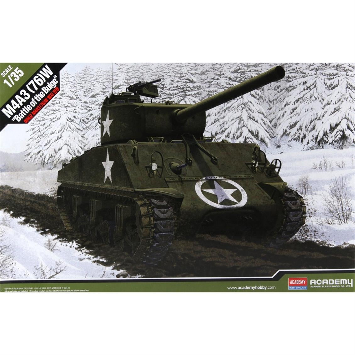 Academy 13500 1/35 Amerikan Kara Kuvvetleri M4A3 76mm Sherman Orta Tank  Plastik  Maketi