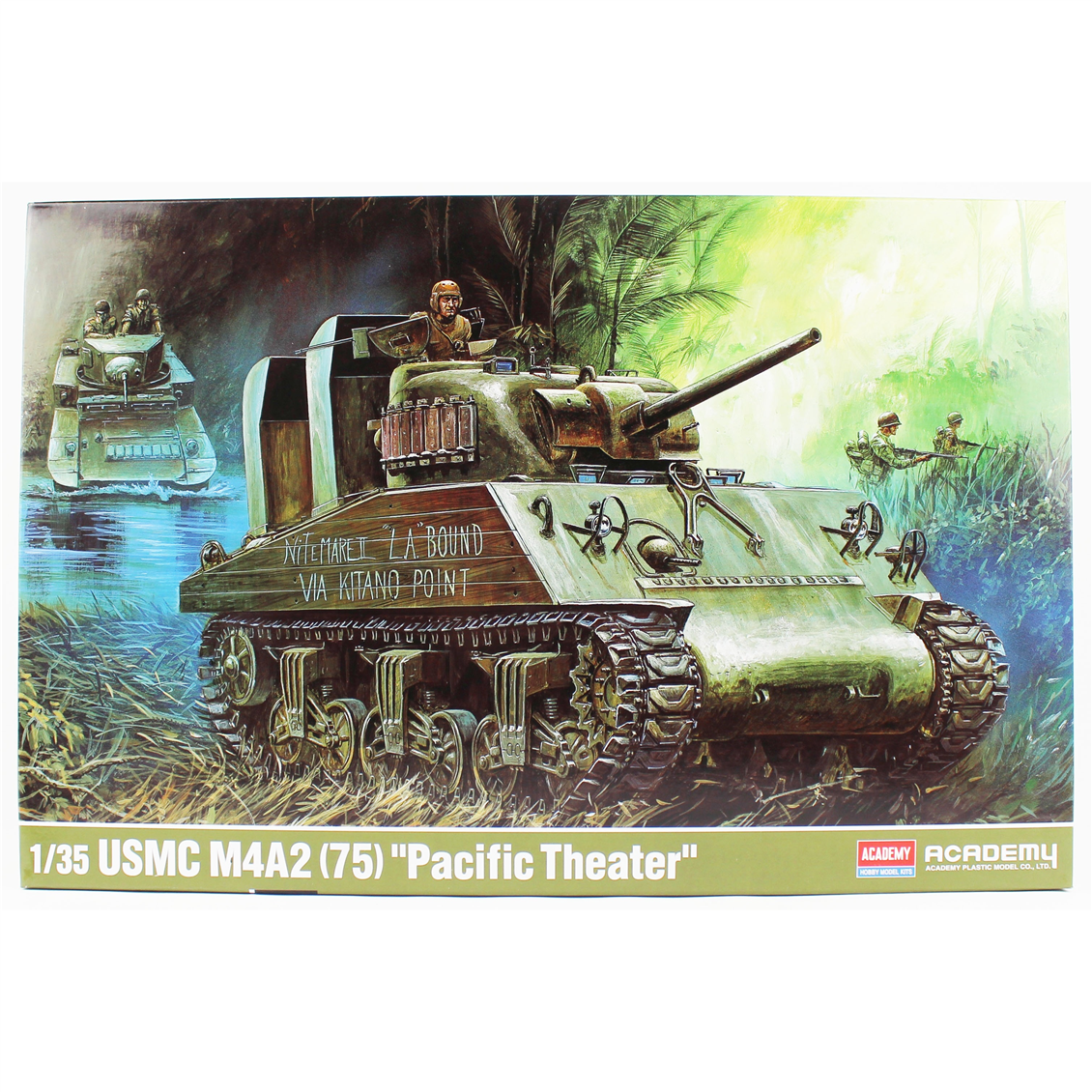 Academy 13562 1/35 USMC M4A2 (75) (Pacific Theater) Tankı, Plastik Model Kiti