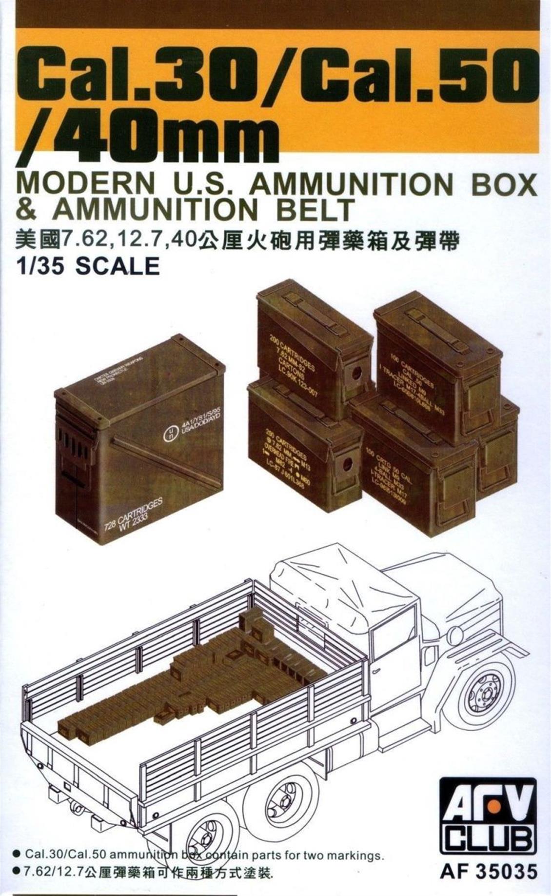 AFV Club AF35035 1/35 Cal.30/Cal.50/40mm Ammo Box Mühimmat Sandığı Demonte Plastik Maketi