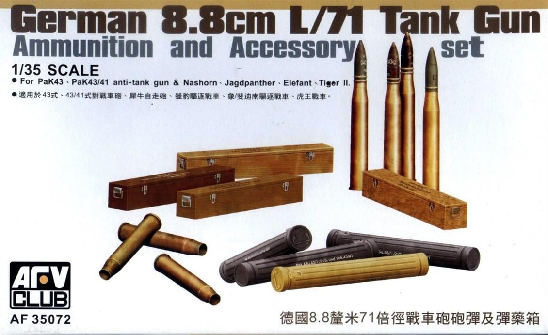 AFV Club AF35072 1/35 8,8cm L/71 Tank Gun Cephane Ve Aksesurar Seti Demonte Plastik Maketi