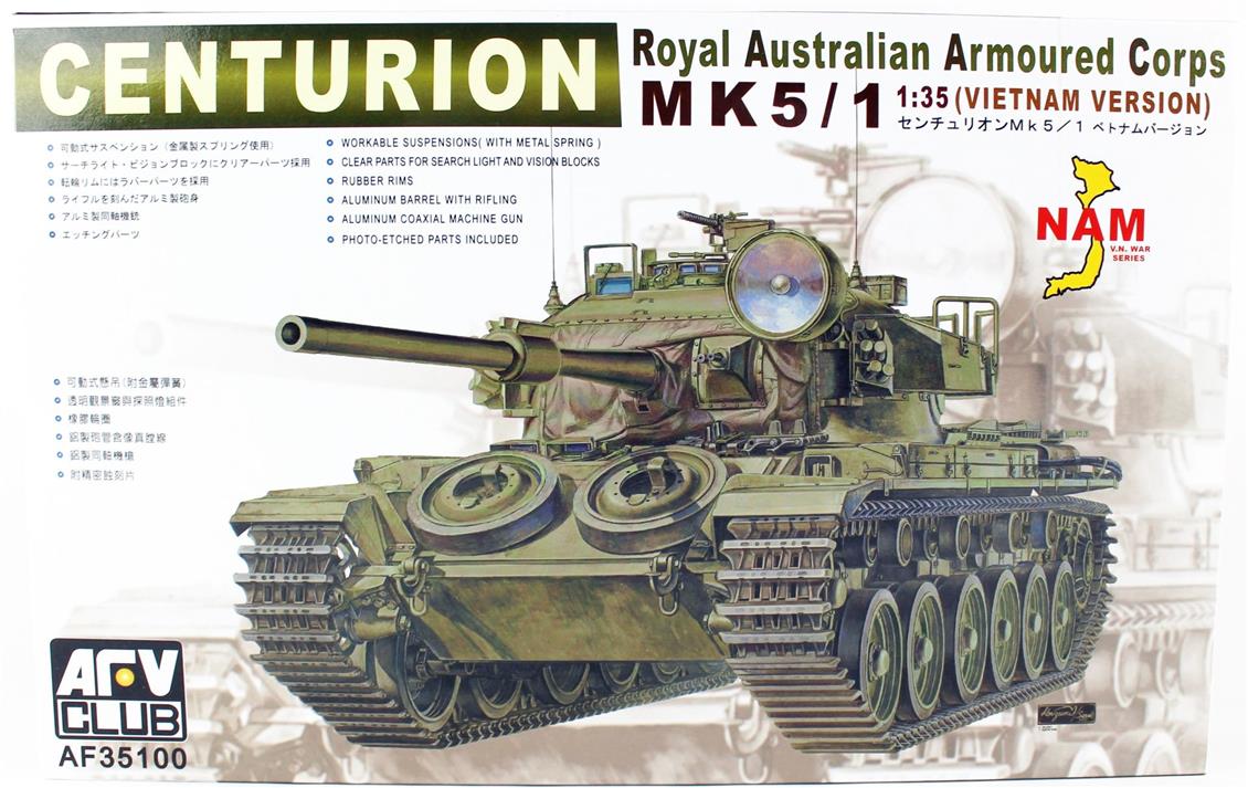 AFV Club AF35100 1/35 CENTURION MK5/1 (Vietnam Versiyonu) Tankı Demonte Plastik Maketi