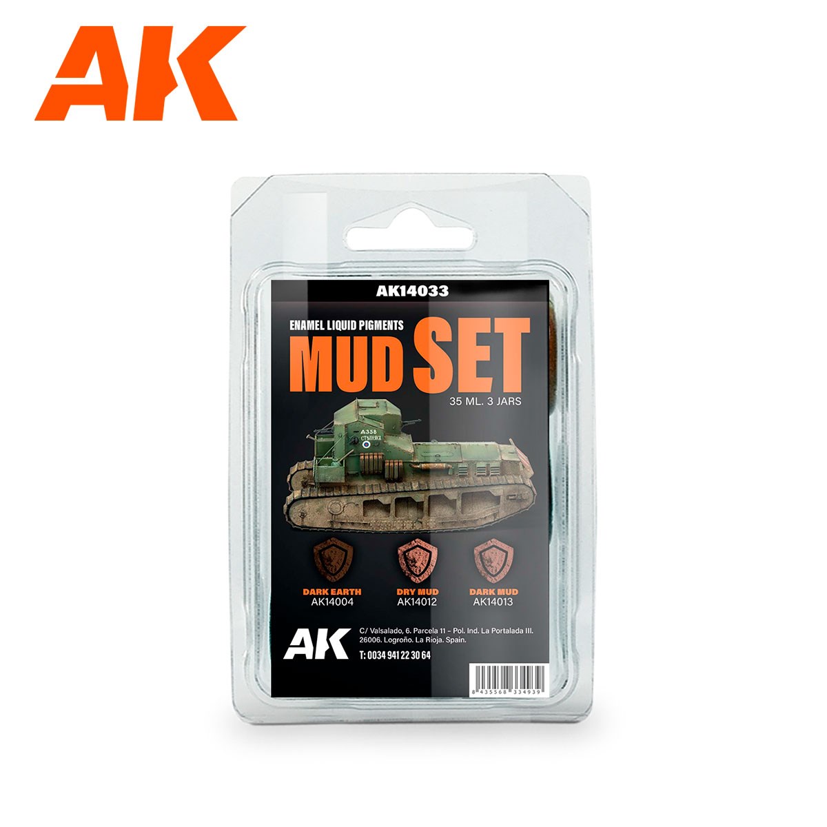 AK 14033 3x35 ml. Çamur, Enamel Sıvı Pigment Seti