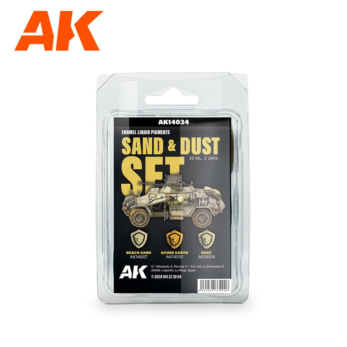 AK 14034 3x35 ml. Toz ve Kum, Enamel Sıvı Pigment Seti