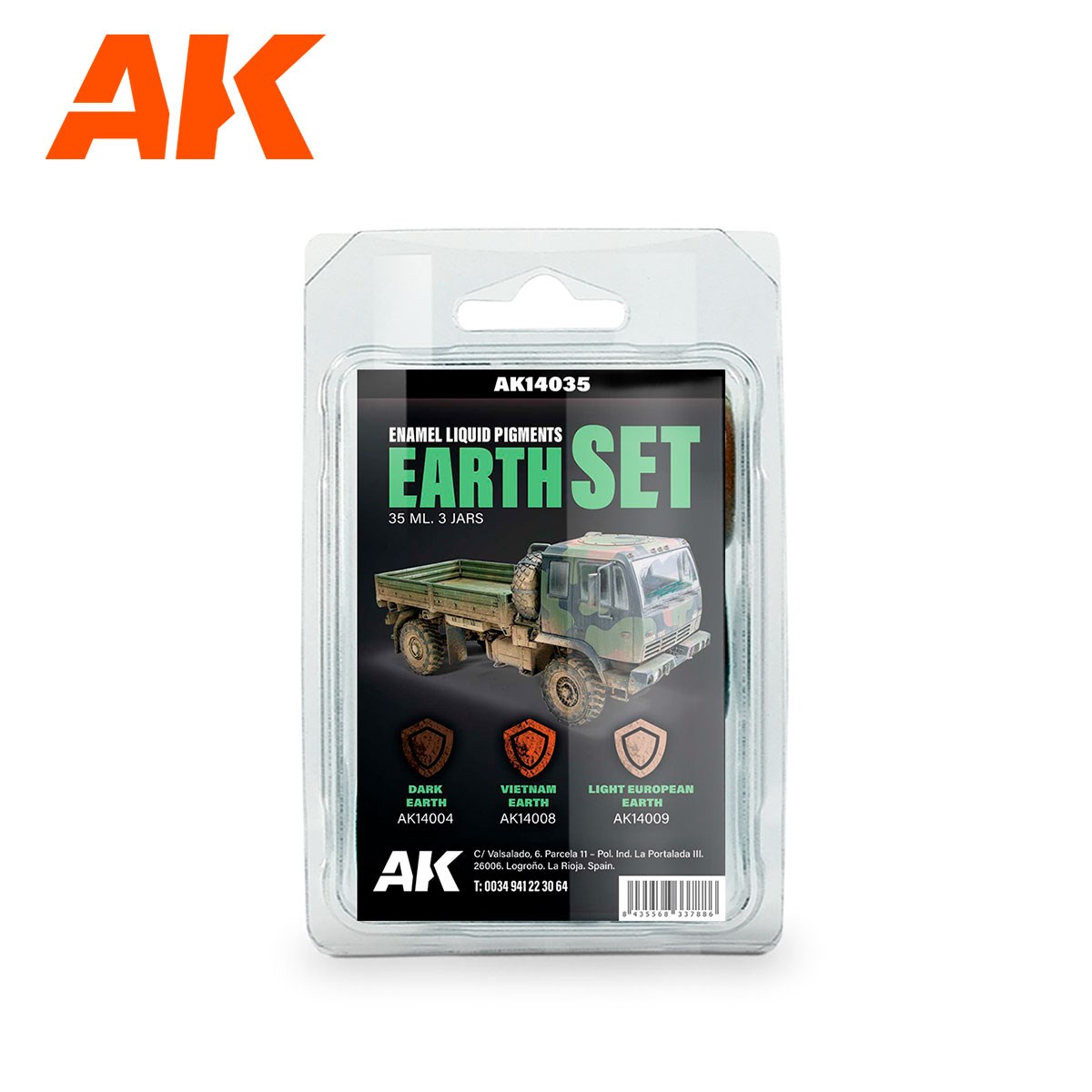 AK 14035 3x35 ml. Toprak, Enamel Sıvı Pigment Seti