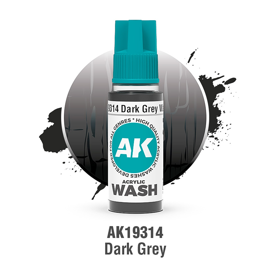 AK 19314 18 ml. Dark Grey Akrilik Wash (Yıkama Boyası)