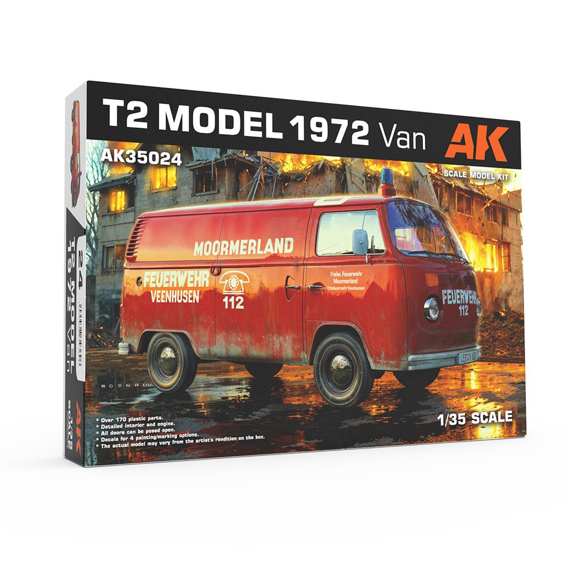 AK 35024 1/35 Ölçek, 1967 T2 VW VAN, Plastik Model Kiti