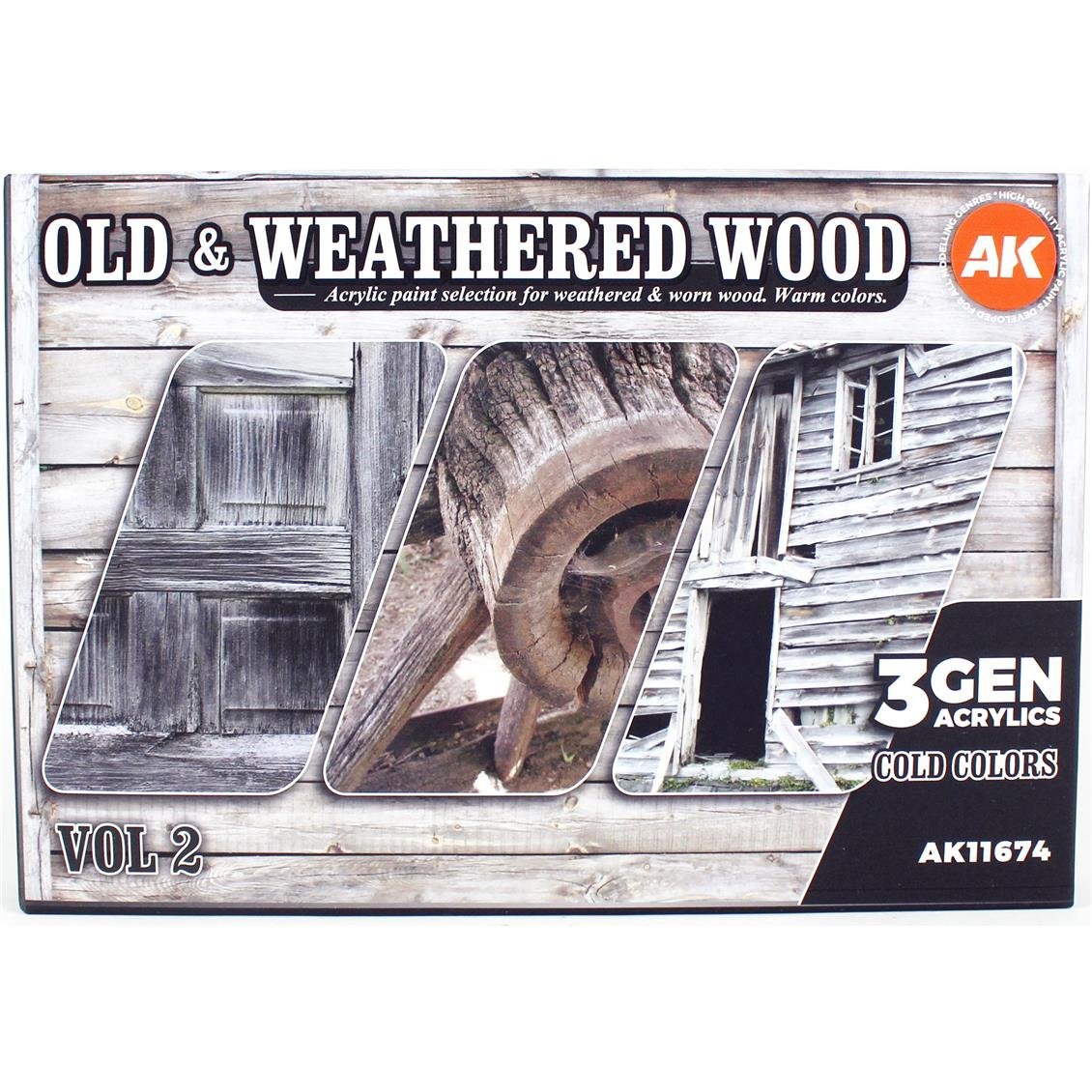 AK Interactive 11674 6x17 ml. Eski ve Yıpranmış Ahşap Renkleri-B, Akrilik Model Boyası Seti