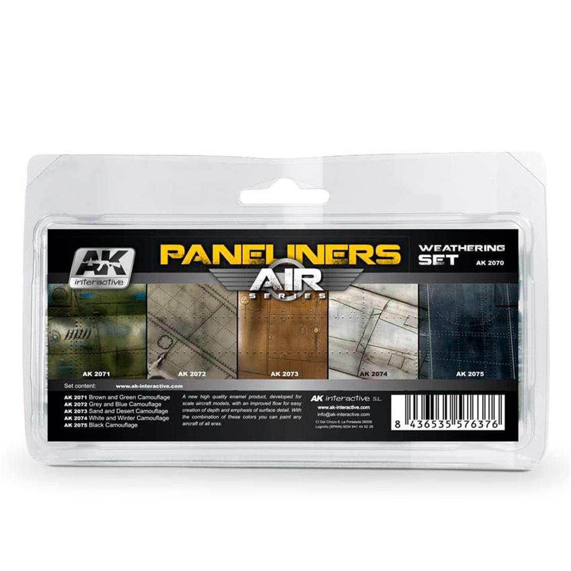 AK Interactive 2070 5x35 ml. Panel Yüzeyleri Eskitme Efekti, Paneliner Serisi Enamel Model Boyası Seti