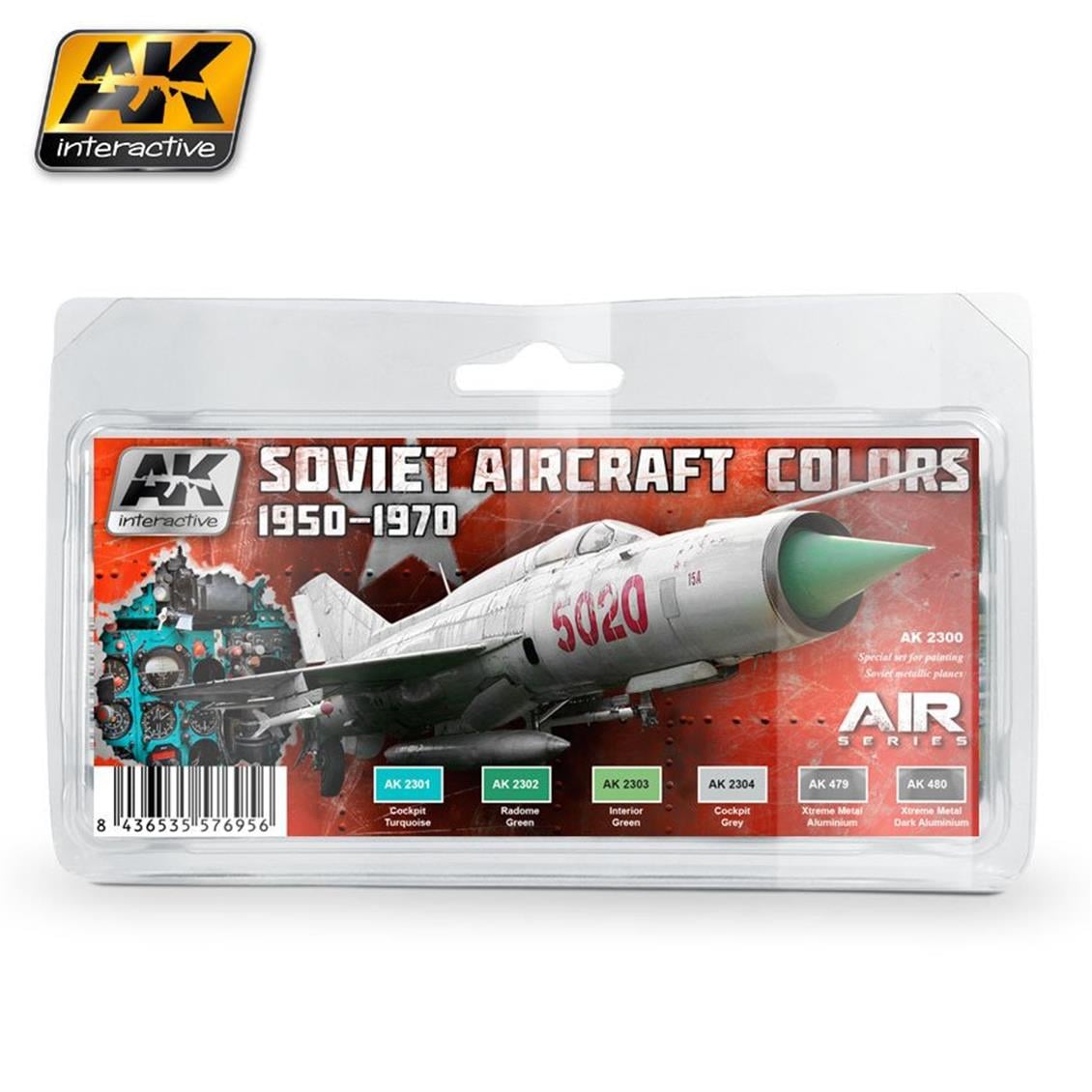 AK Interactive 2300 4x17ml. Soviet Aircraft Colors 1950-1970, Akrilik Model Boyası Seti