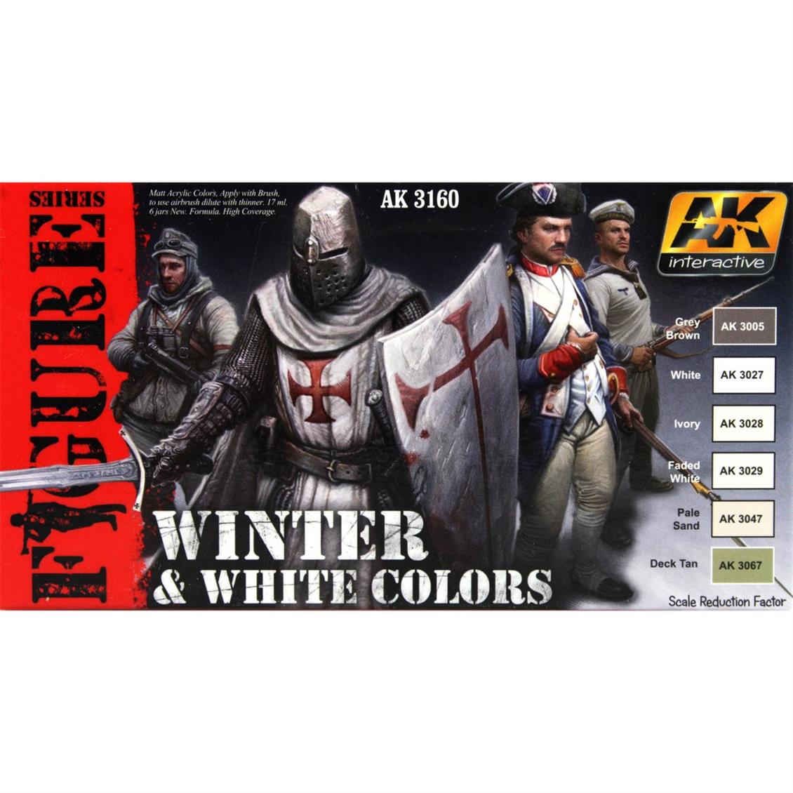AK Interactive 3160 Kış & Beyaz Renk Tonları Model Boyası Seti