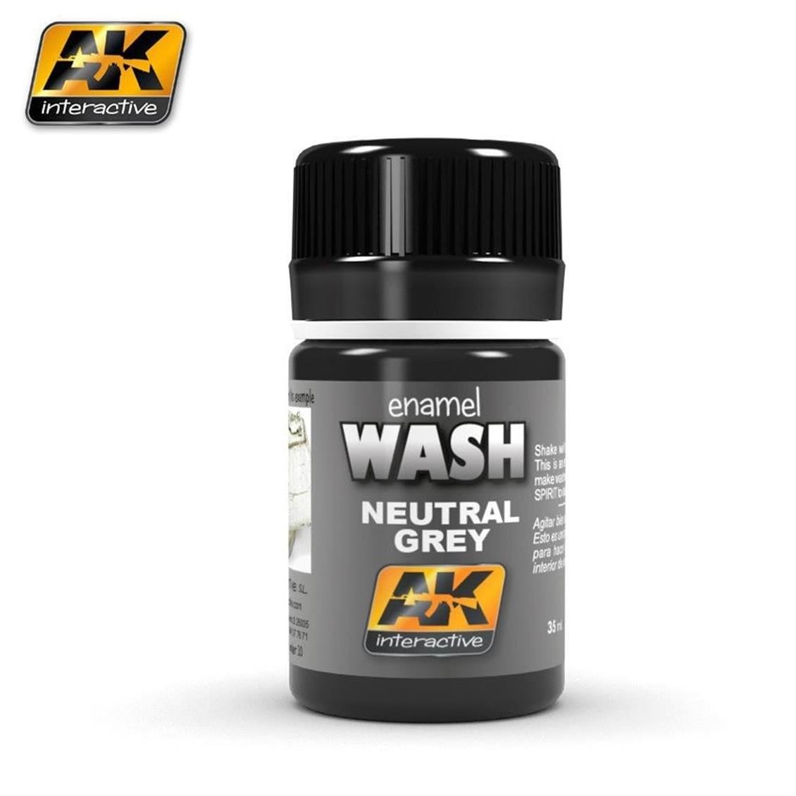 AK Interactive 677 35 ml. Nötr Gri Eskitme Efekti, Wash Serisi Enamel Model Boyası