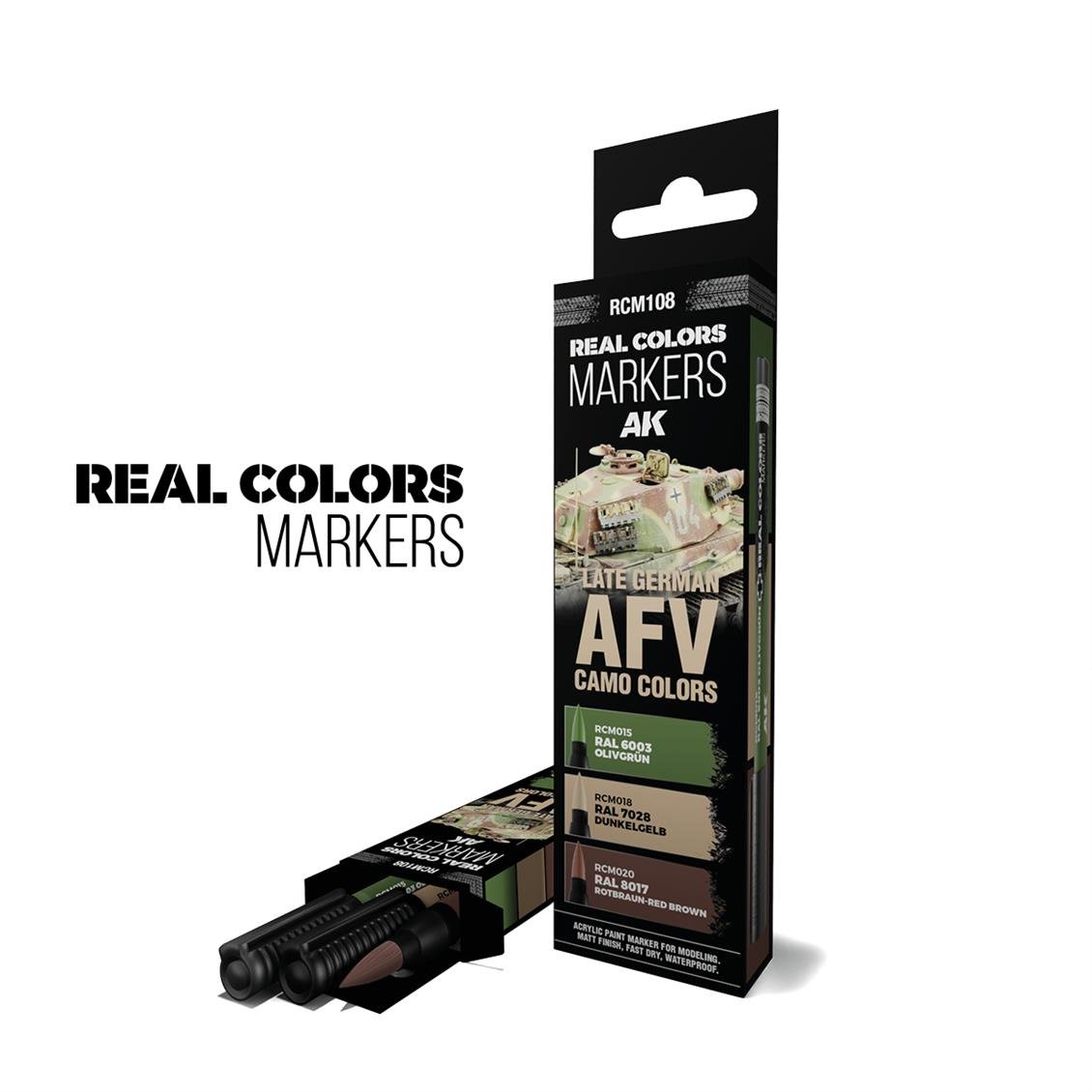 AK RCM108 Real Colors Marker Seti, Alman AFV Kamuflaj Boyama, 3 Adet