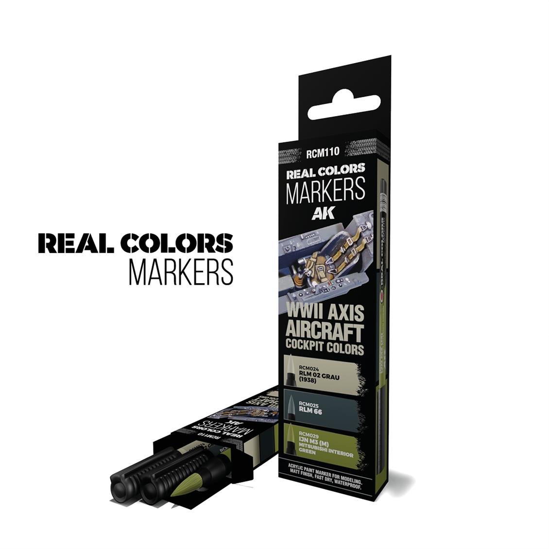 AK RCM110 Real Colors Marker Seti, WW2 Kokpit Boyama, 3 Adet