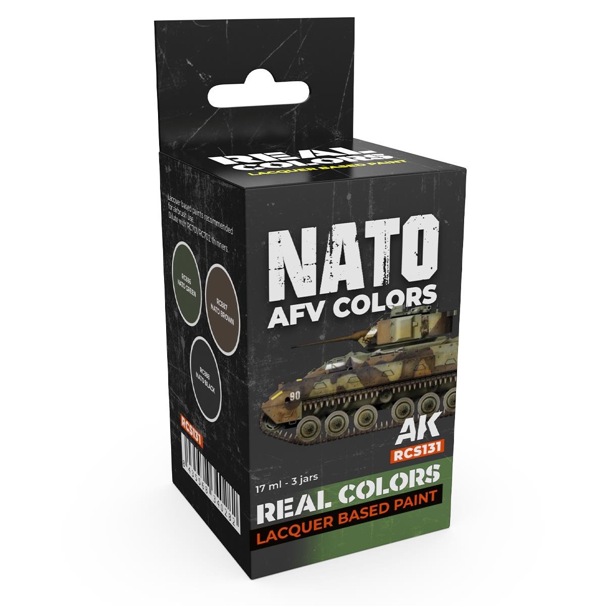 AK RCS131 3x17 ml. Real Colors Nato Zırhlı Araç AFV Renkleri, Lacquer Model Boyası Seti