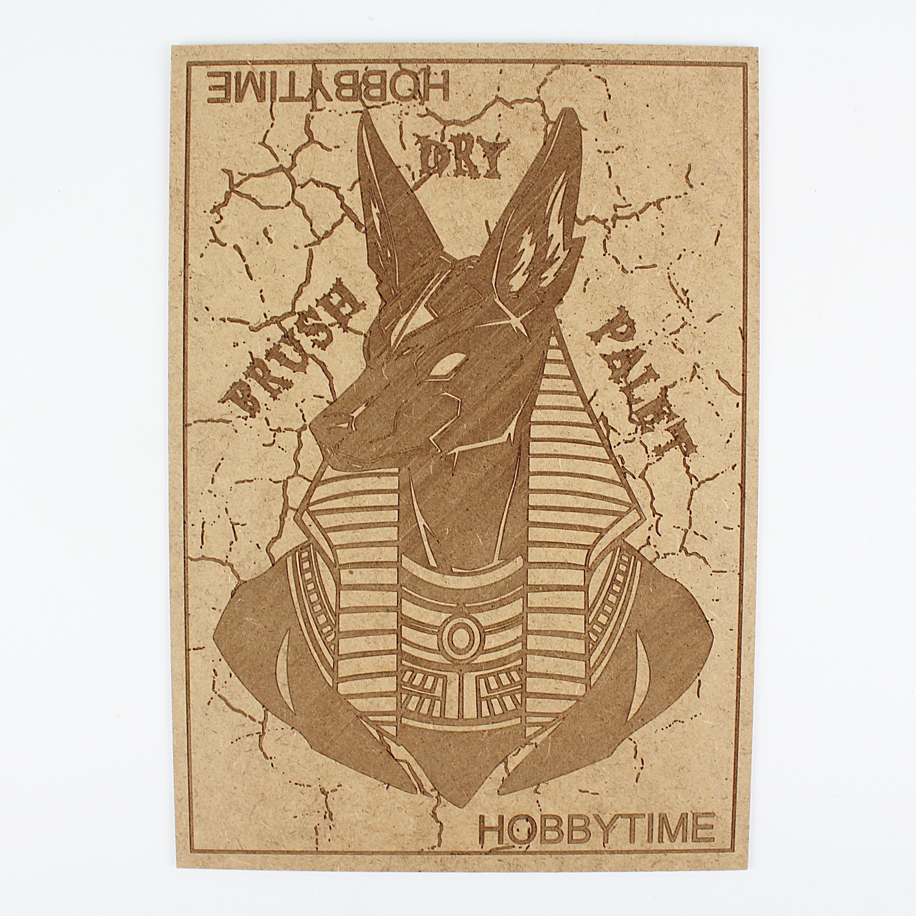Anubis Motifli DryBrush Paleti, MDF üzeri Lazer Kazıma, 21X30 cm.