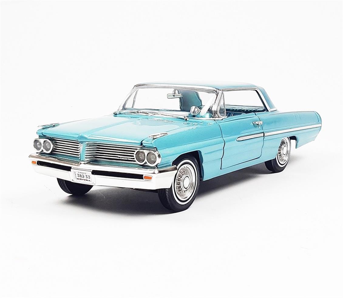 AutoWorld AMM1212 1/18 1962 Pontiac Royal Bobcat Catalina, Aquamarine, Sergilemeye Hazır Metal Araba Maketi