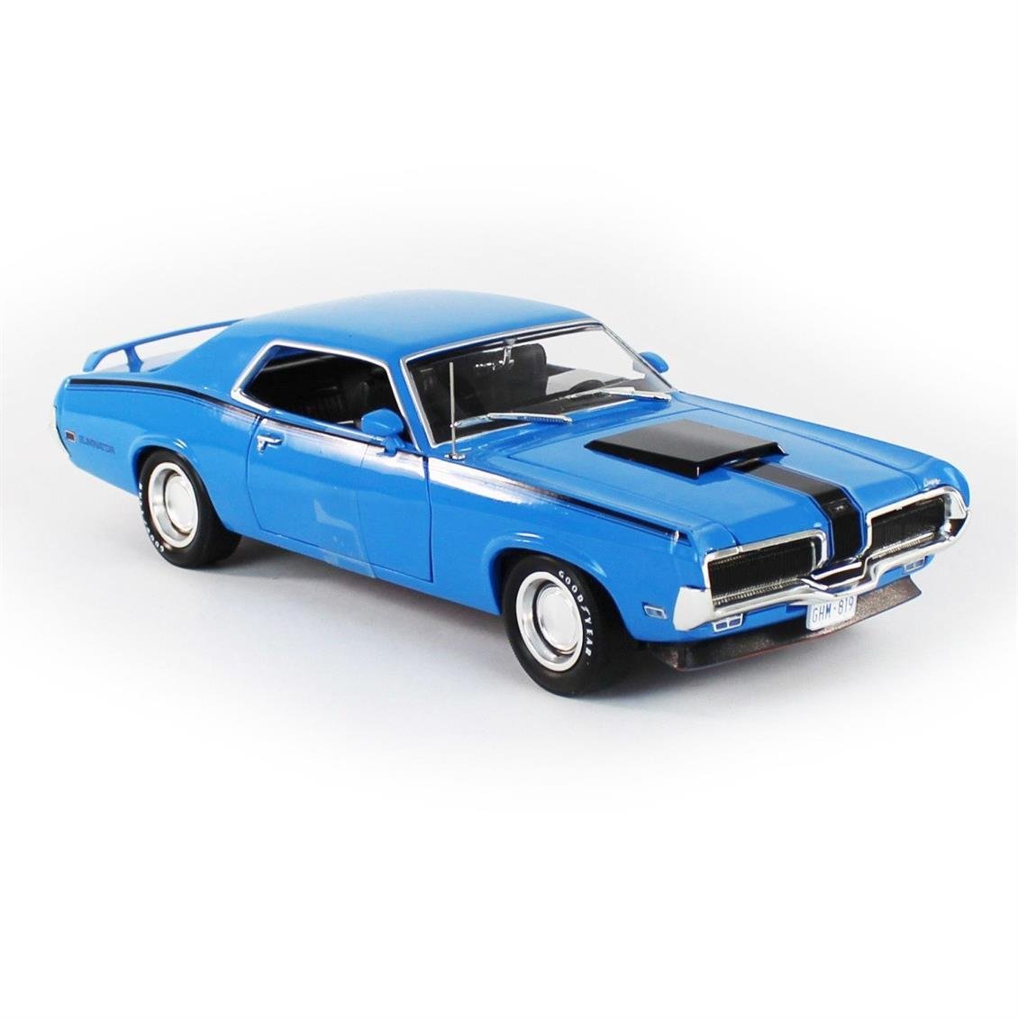 AutoWorld AMM1253 1/18 1970 Mercury Cougar Hardtop (MCACN), Competition Blue, Sergilemeye Hazır Metal Araba Modeli