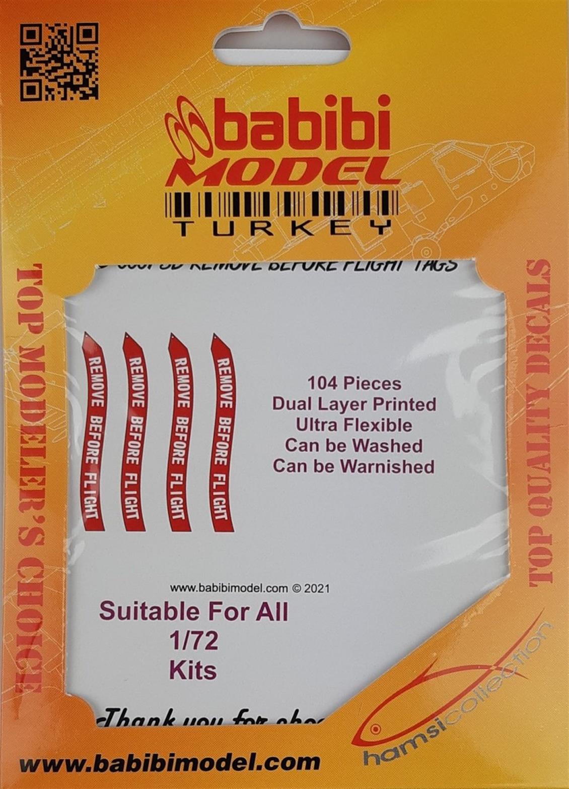 Babibi B3D-0001 1/72 Remove Flight Tags-3 Boyutlu Decal Çıkartma