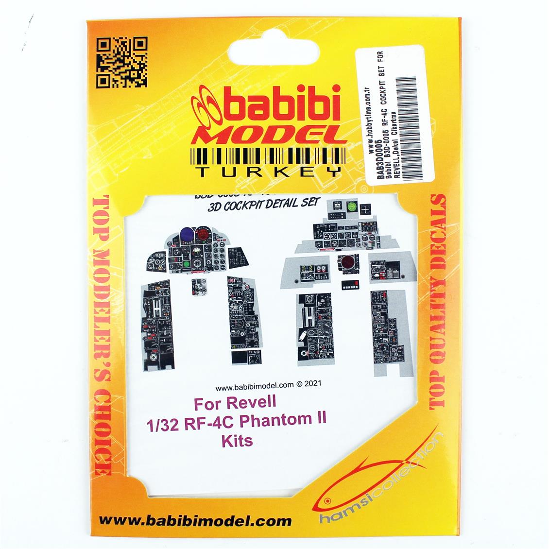 Babibi BD3-0005 1/32 RF-4C Revell İçin Kokpit Seti, Dekal Çıkartma