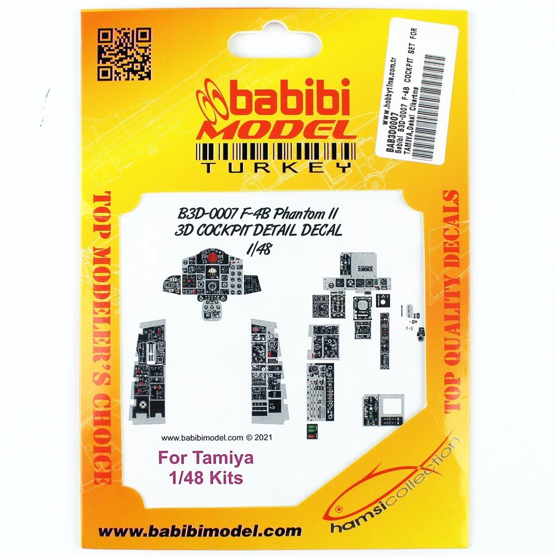 Babibi BD3-0007 1/48 F4-B Tamiya İçin Kokpit Seti, Dekal Çıkartma