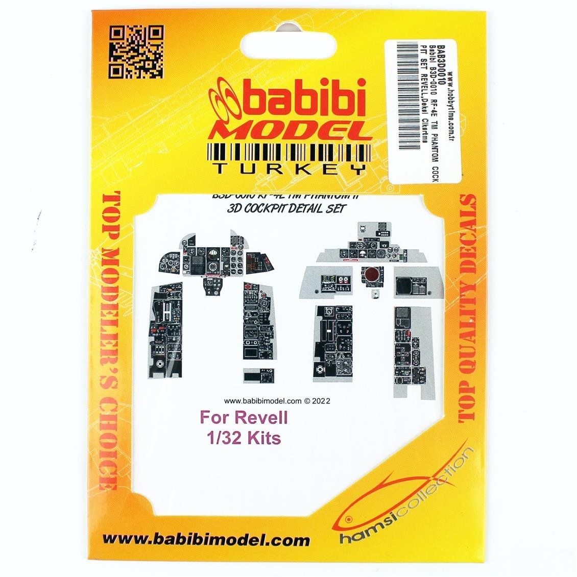 Babibi BD3-0010 1/32 RF-4E TM Phantom Revell İçin Kokpit Seti, Dekal Çıkartma