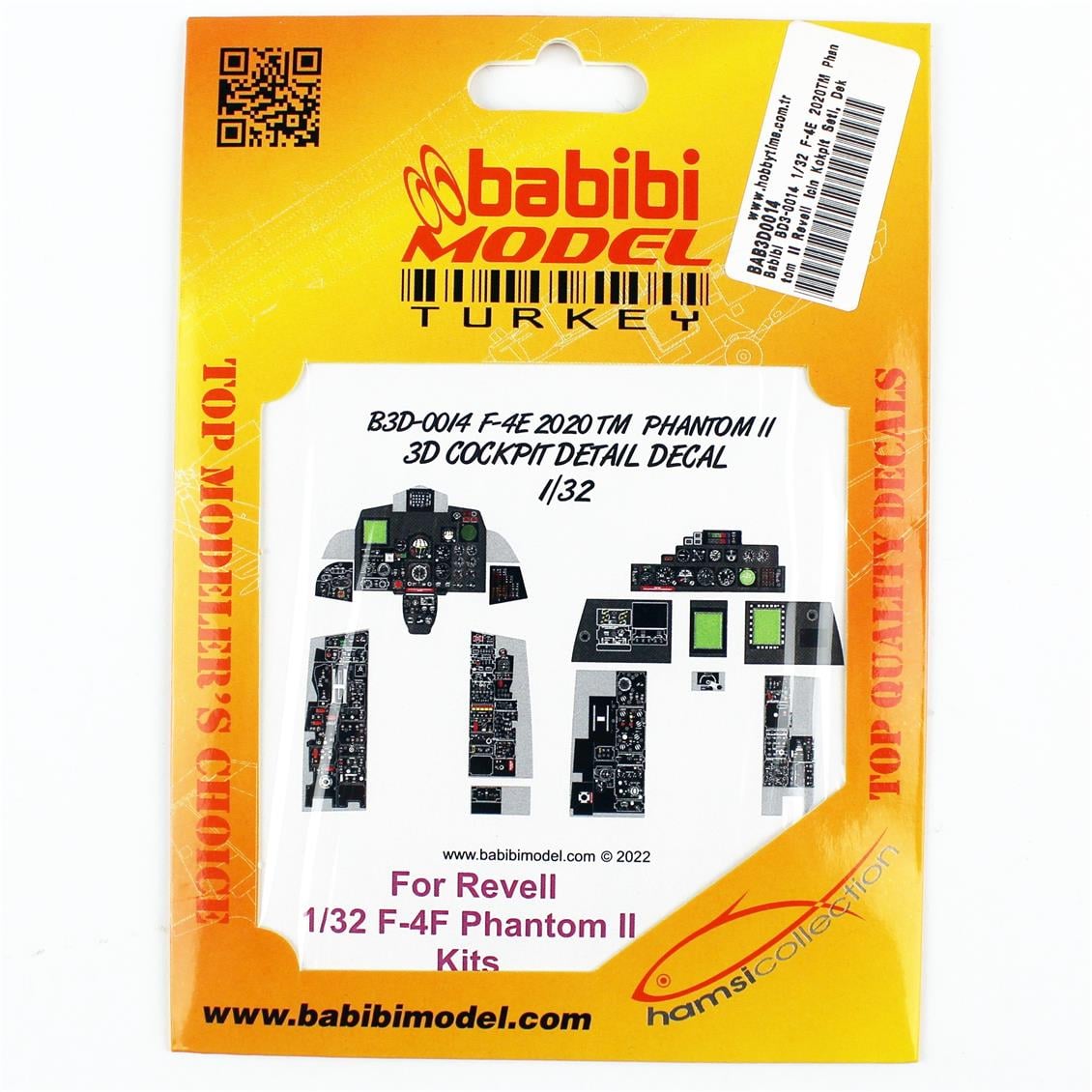 Babibi BD3-0014 1/32 F-4E 2020TM Phantom II Revell İçin Kokpit Seti, Dekal Çıkartma