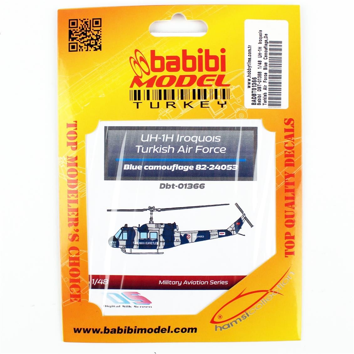Babibi DBT-01366 1/48 UH-1H Irak Türk Hava Kuvvetleri Mavi Kamuflajı, Dekal Çıkartma