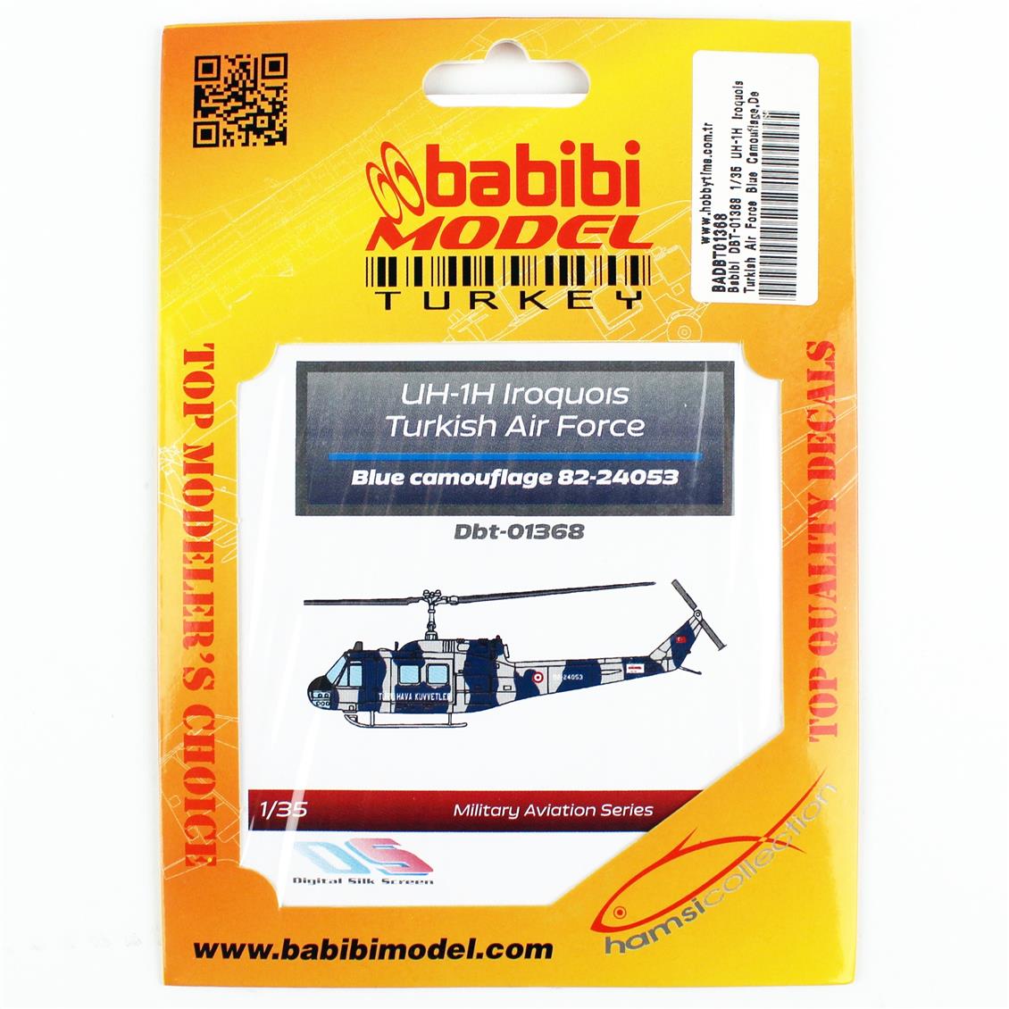 Babibi DBT-01368 1/35 UH-1H Irak Türk Hava Kuvvetleri Mavi Kamuflajı, Dekal Çıkartma