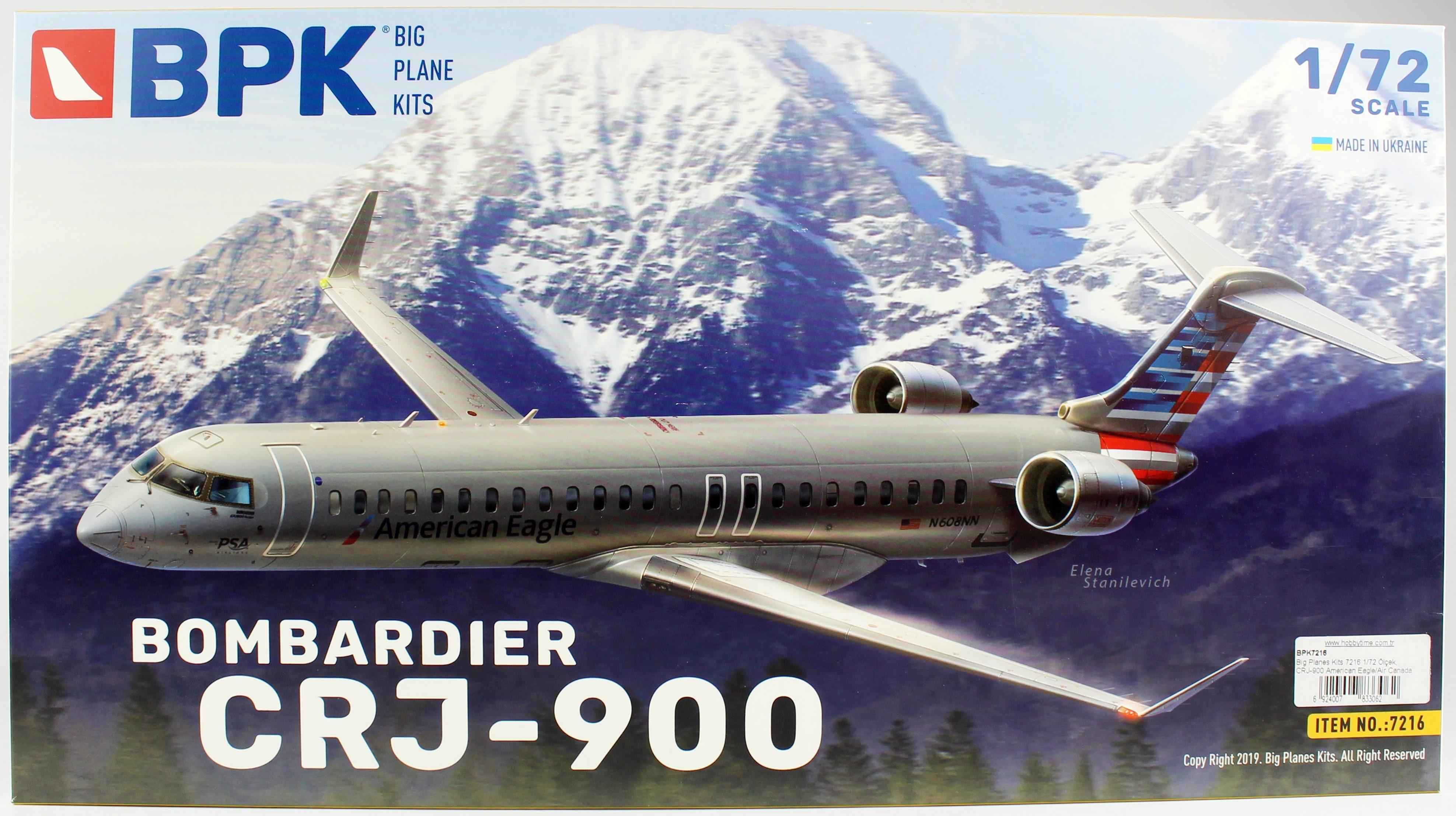 Big Planes Kits 7216 1/72 Ölçek, CRJ-900 American Eagle/Air Canada Yolcu Uçağı, Plastik Model Kiti