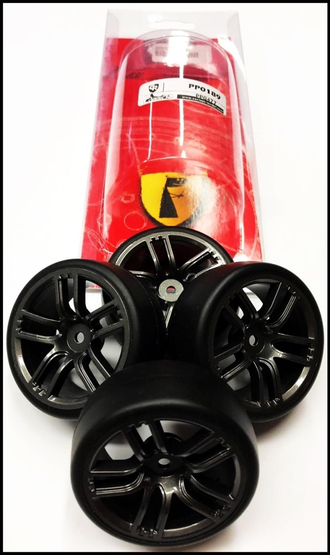 Correct Model PP0189 1/10 G-TM Metalik Siyah Drift  Teker ve Jant, 4 Adet