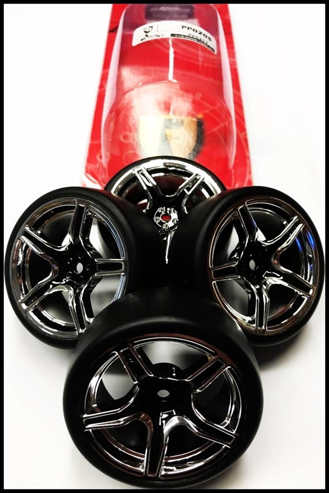 Correct Model PP0205 1/10 63-CK Kromaj Kaplamalı Siyah Drift  Teker ve Jant, 4 Adet