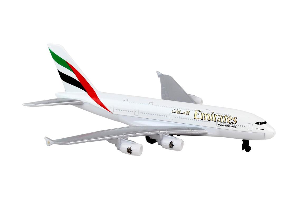 Daron 86RT-9904 Emirates Airbus A380, 12,5 cm. Metal Gövde, Plastik Kanatlar, Sergilemeye Hazır Model Yolcu Uçağı