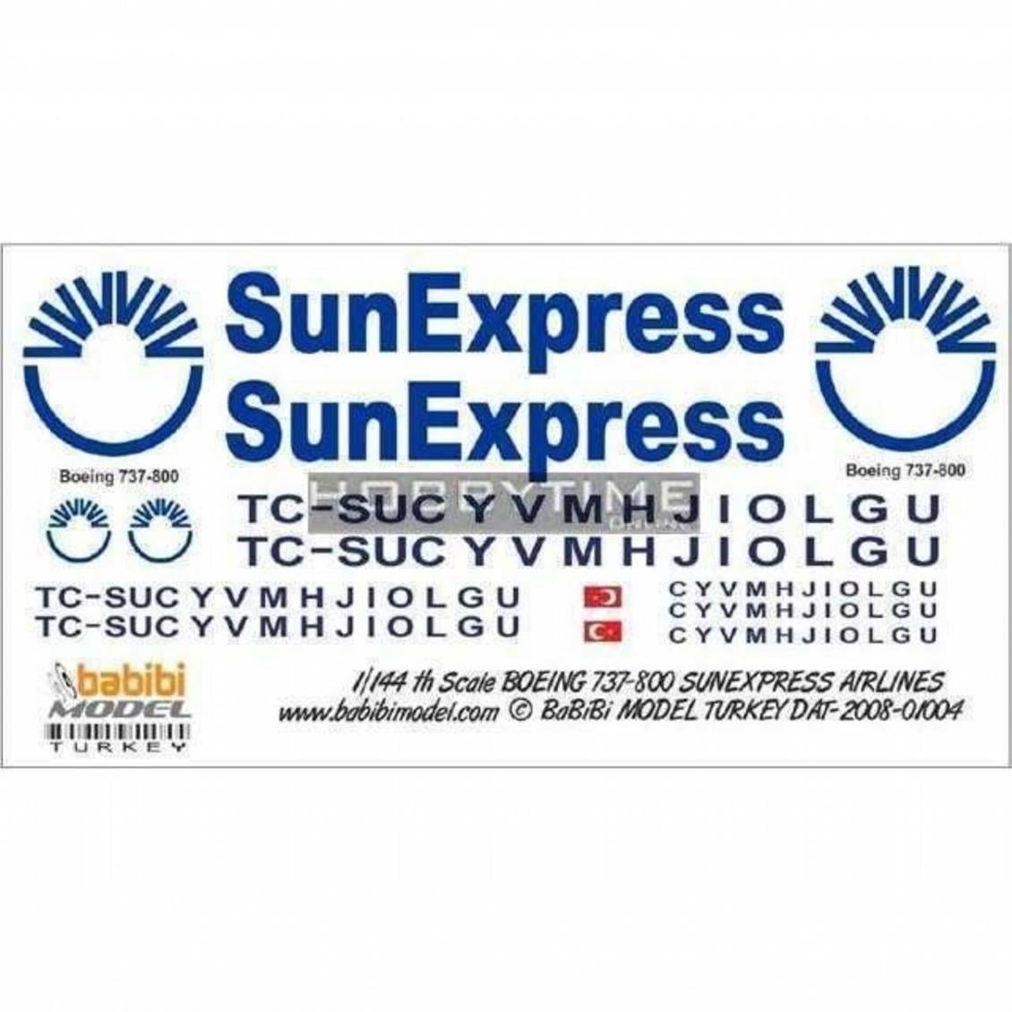 DAT01004 1/144 SUN EXPRESS 737-800 DEKAL ÇIKARTMA