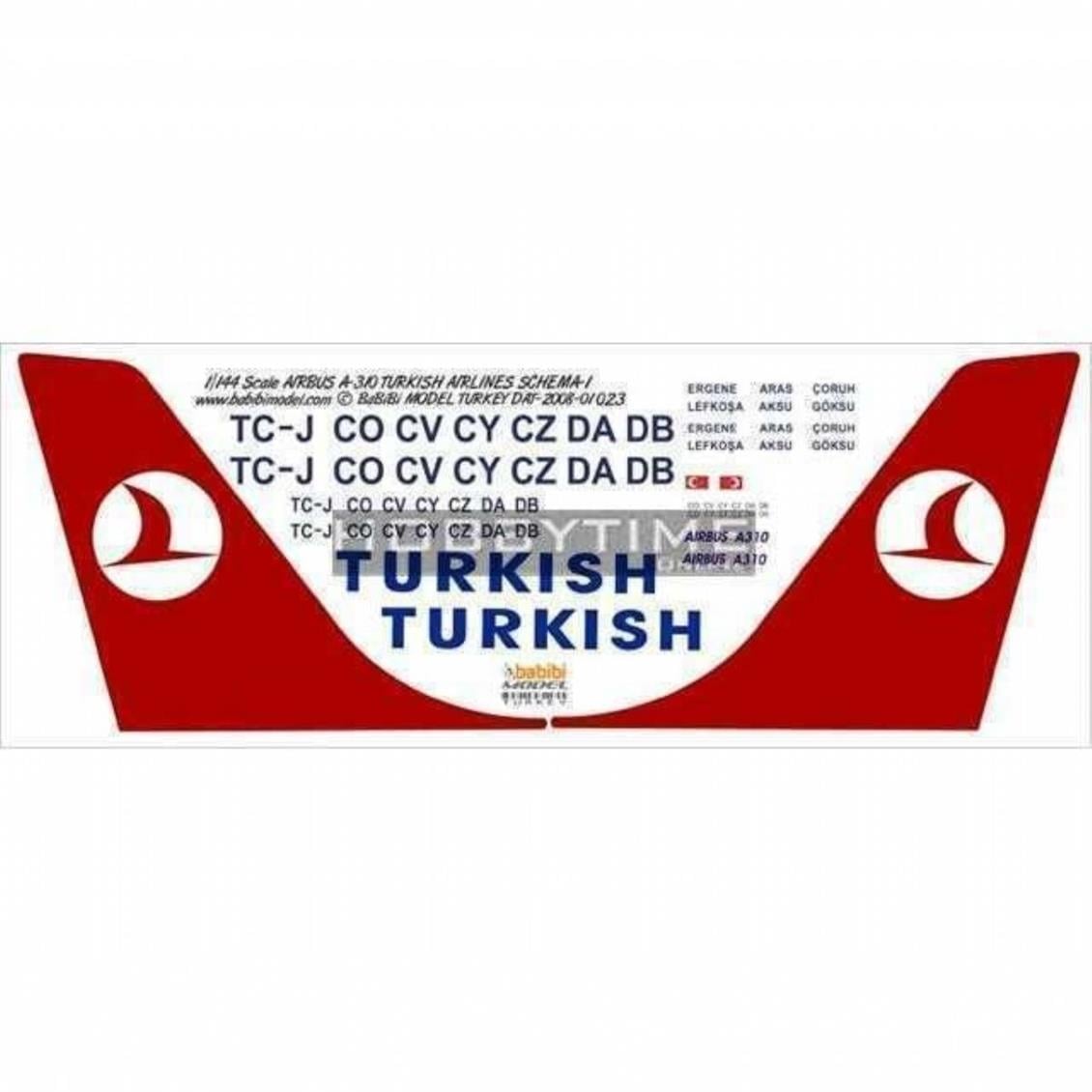 DAT01023 1/144 A310 THY ŞEMA1 DEKAL ÇIKARTMA