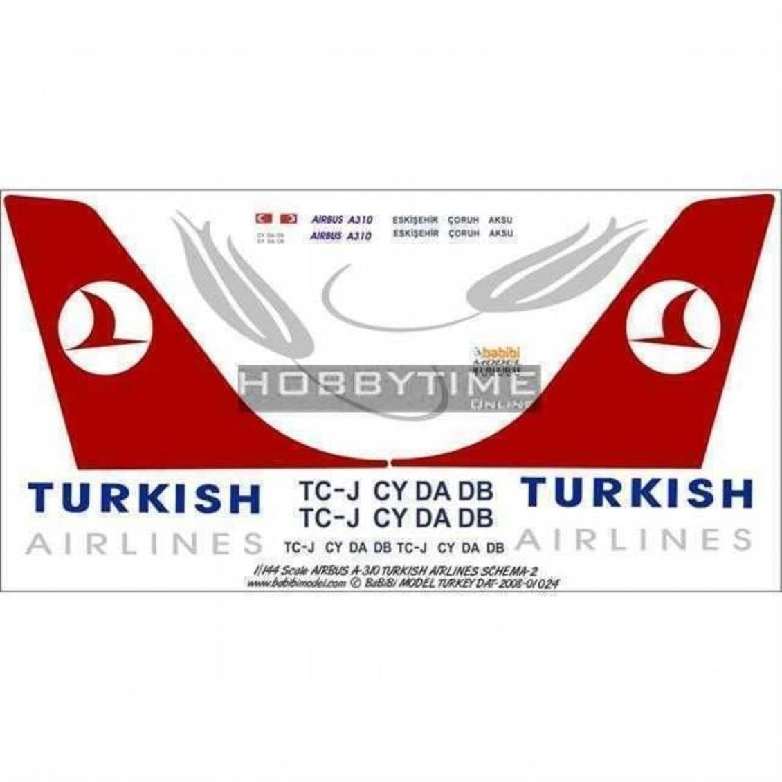 DAT01024 1/144 A310 THY ŞEMA2 DEKAL ÇIKARTMA