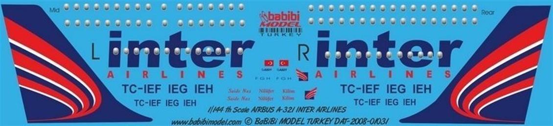 DAT01031 1/144 İNTER AİR A-321 DEKAL ÇIKARTMA