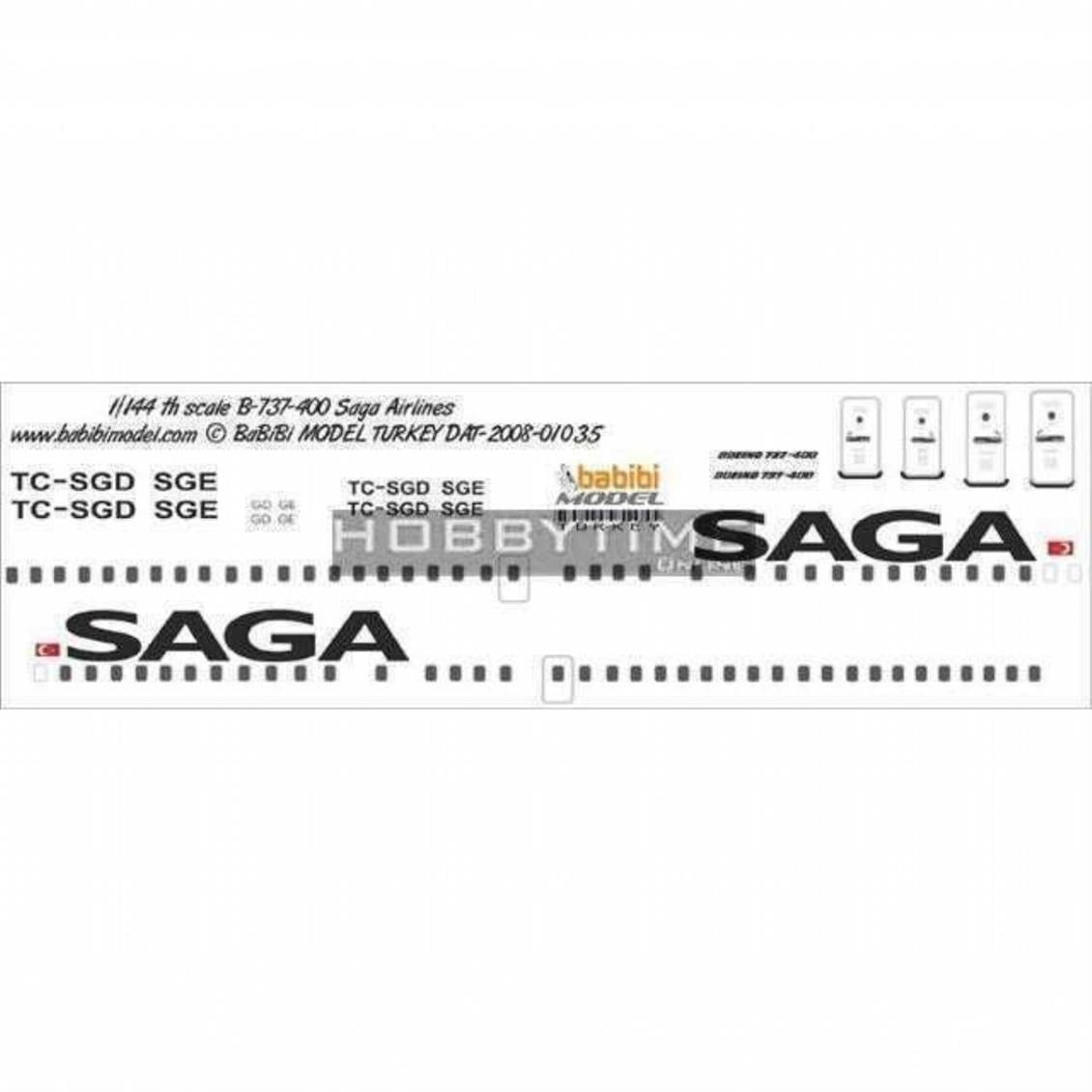 DAT01035 1/144 SAGA AİRLİNES 737-400 DEKAL ÇIKARTM