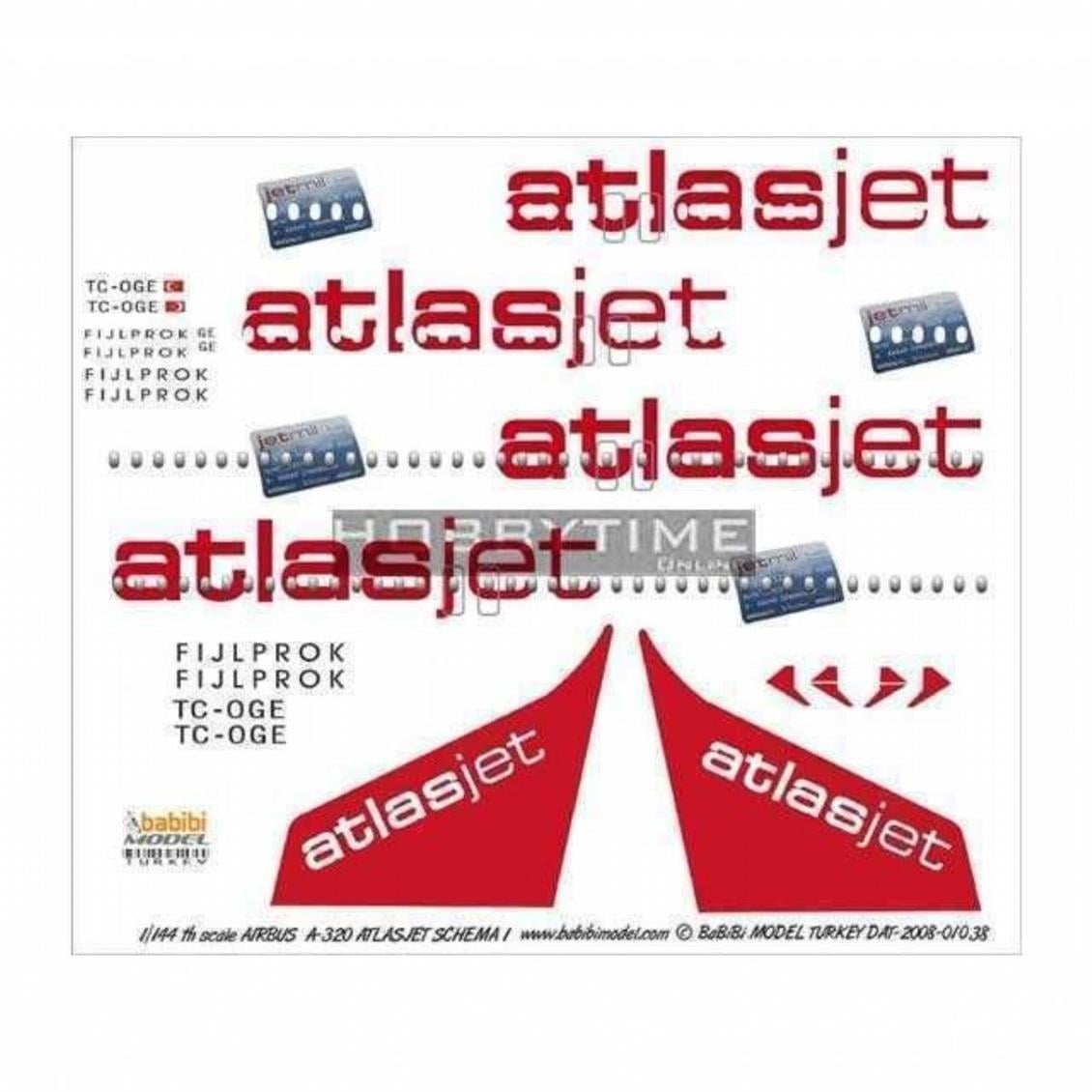 DAT01038 1/144 ATLASJET A-320 ŞEMA1 DEKAL ÇIKARTMA