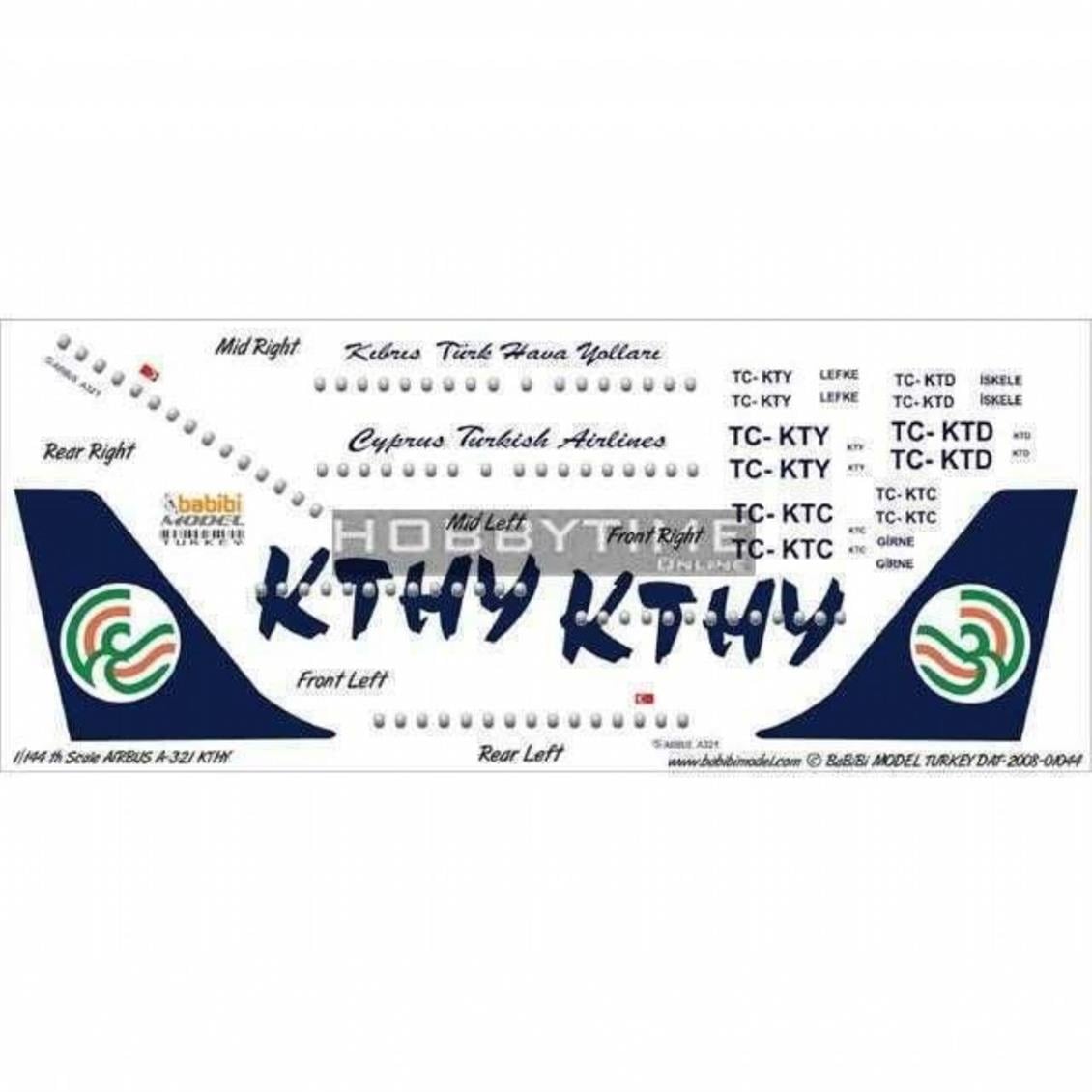 DAT01044 1/144 KTHY A-321 DEKAL ÇIKARTMA