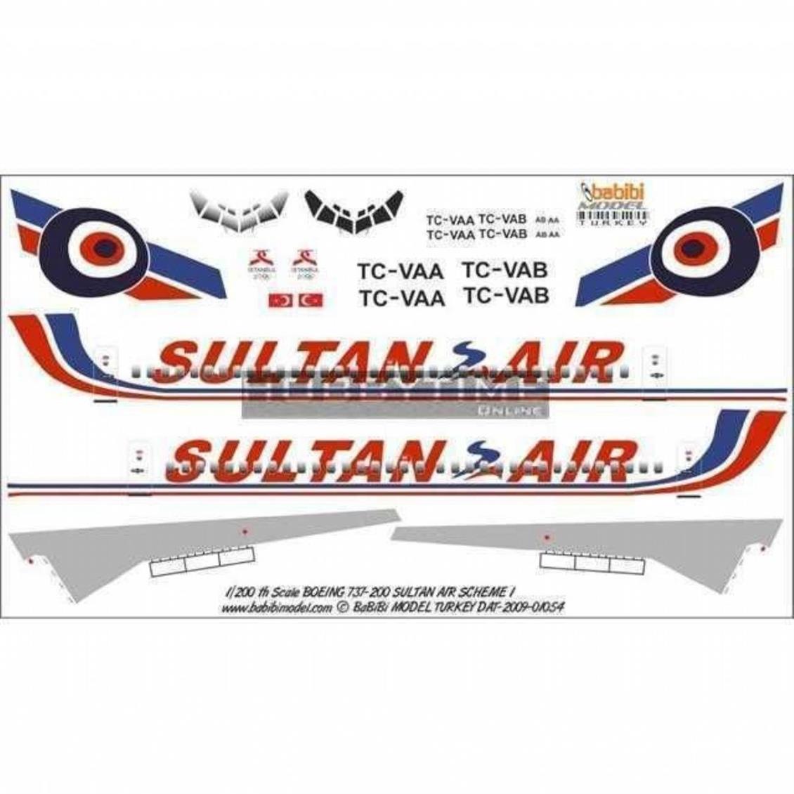 DAT01054 1/200 B737-200 SULTAN AİR SCH DEKAL ÇIKAR