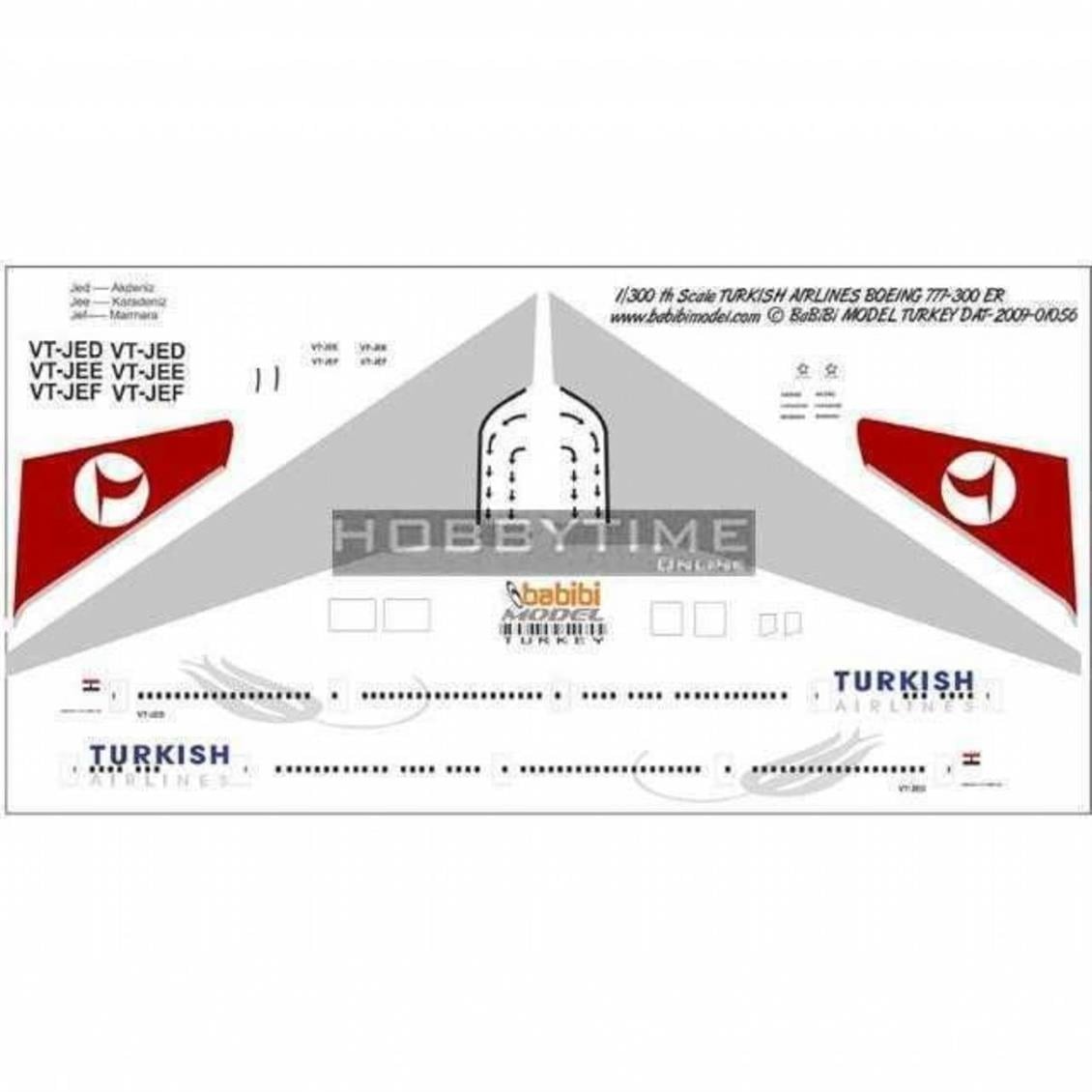 DAT01056 1/300 THY B777-300 1/300 ÖLÇEK DEKAL ÇIKA